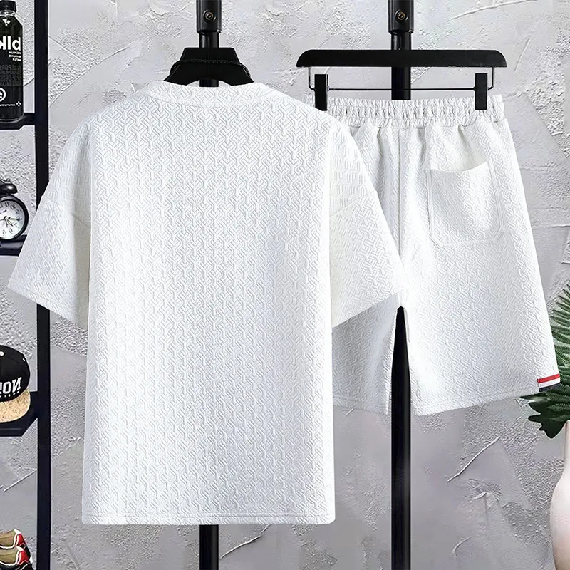 Ropa Short Sleeve Men Clothing Korea Fashion Mens Designer Clothes Summer 2 Piece Sets Men Outfit 2023 T-Shirts & Shorts Clothes