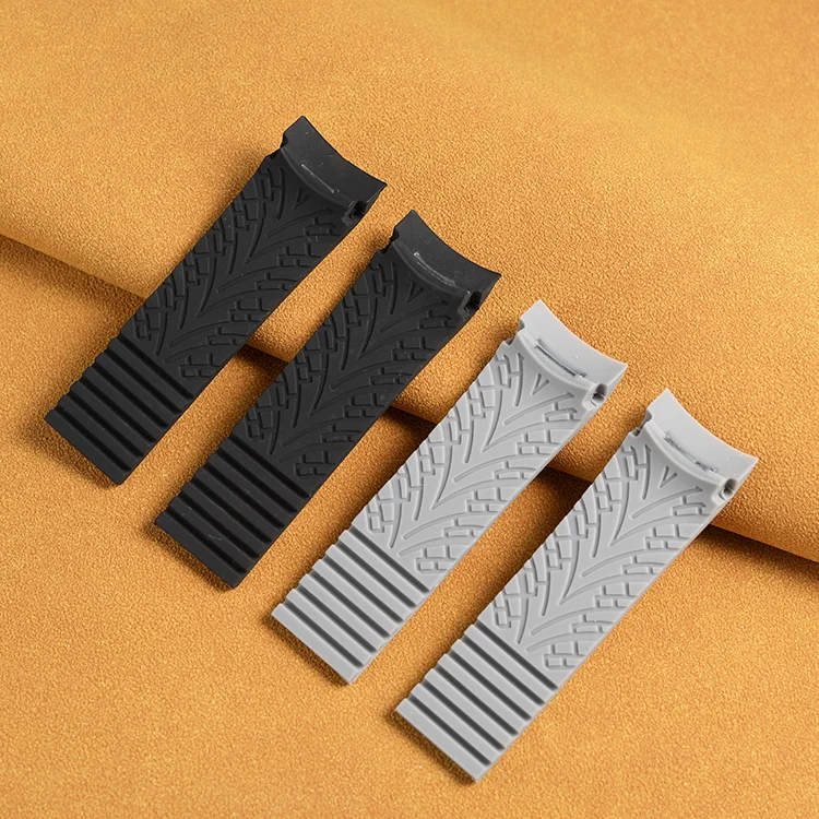 Black Grey New Silicon Rubber Replacement Diver Watch Band Strap For Porsche 24mm