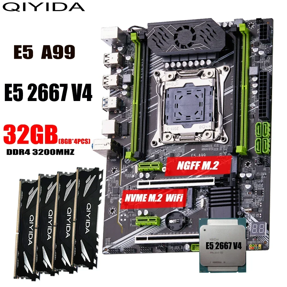 Комбинированная материнская плата QIYIDA X99 LGA 2011-3 комплект с процессором Xeon E5 2667 V4 и