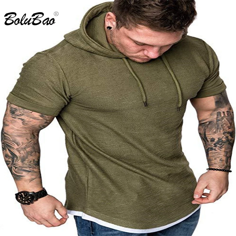 

BOLUBAO Casual T-shirt Summer New Product Sweat-Absorbing Hooded Short Sleeve High Quality Design Hot Selling T-shirt Men