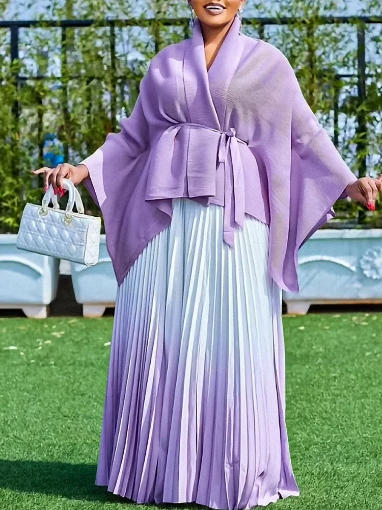 Комплект из двух предметов свободные топы плиссированная юбка градиентного