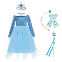 kid new elsa clothes children frozen 2 christmas fancy gown little girl princess cosplay blue clothing birthday sequin dress