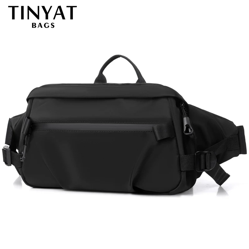 TINYAT Men's Chest Bag for 9.7' ipad Purse Phone Male Shoulder Bags Husband Large Capacity Waterproof Fashion Crossbody Bag