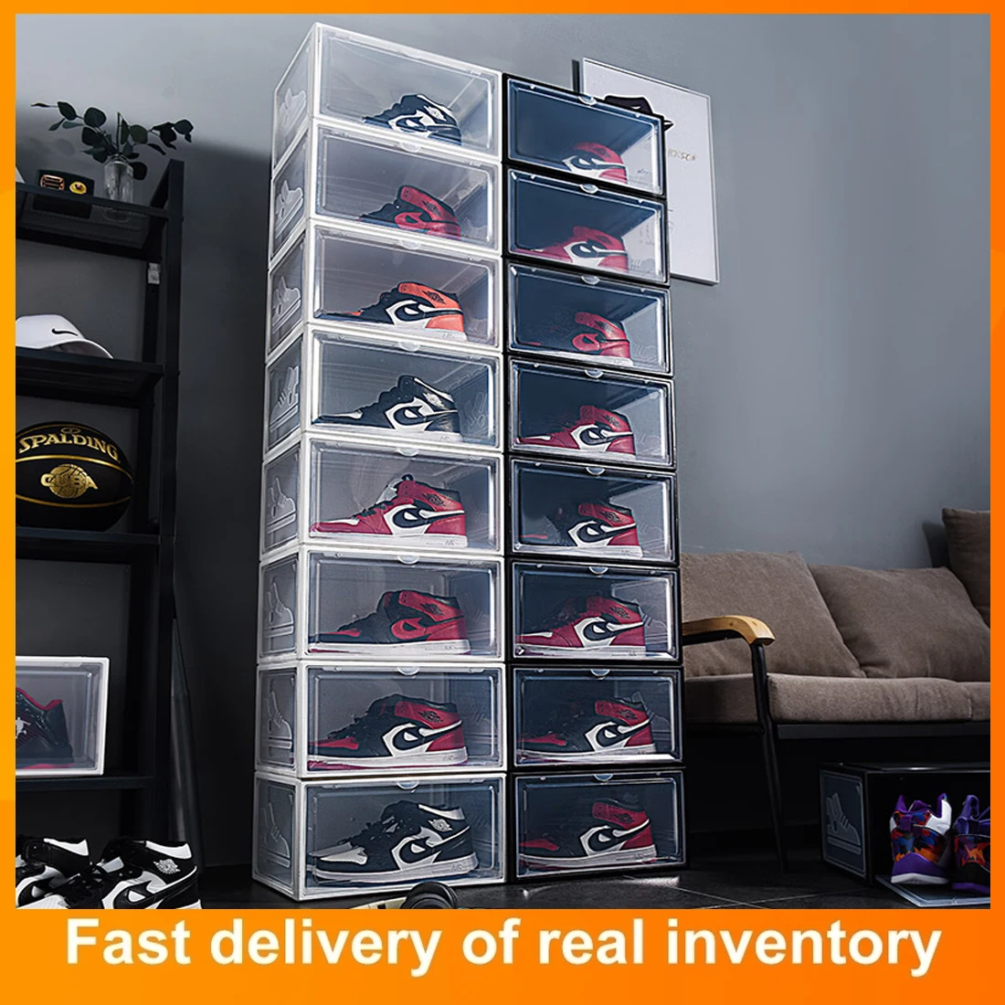 

Transparent Sneaker Shoe Box Dust-proof Storage Box Stackable Shoe Cabinet High-top Dustproof AJ Shoes Organizers Shoe Rack