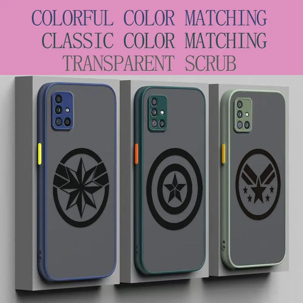 

Funda Matte Case For Samsung A72 A71 A70 A52 A51 A50 A42 A32 A31 A30 A22 A21S A20S A12 A10S A10 5G Case Marvel Heros Logo Spider