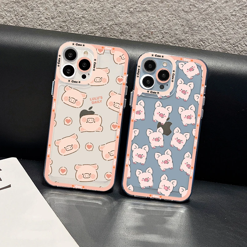 

Cartoon Pig Phone Case For IPhone 13 14 Pro Max XS XR 12 11 Pro 13 Mini 6 7 8 Plus Soft Clear Back Cover