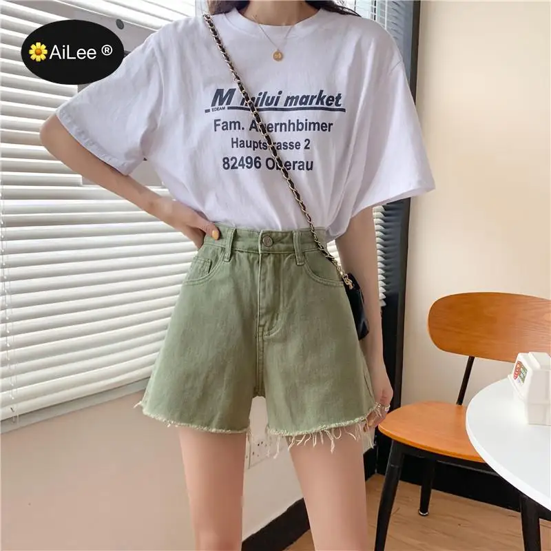 2021 Fashion Women Summer High Waisted Denim Shorts Jeans Women Harajuku Fashion New Femme Push Up Wide Leg Denim Shorts