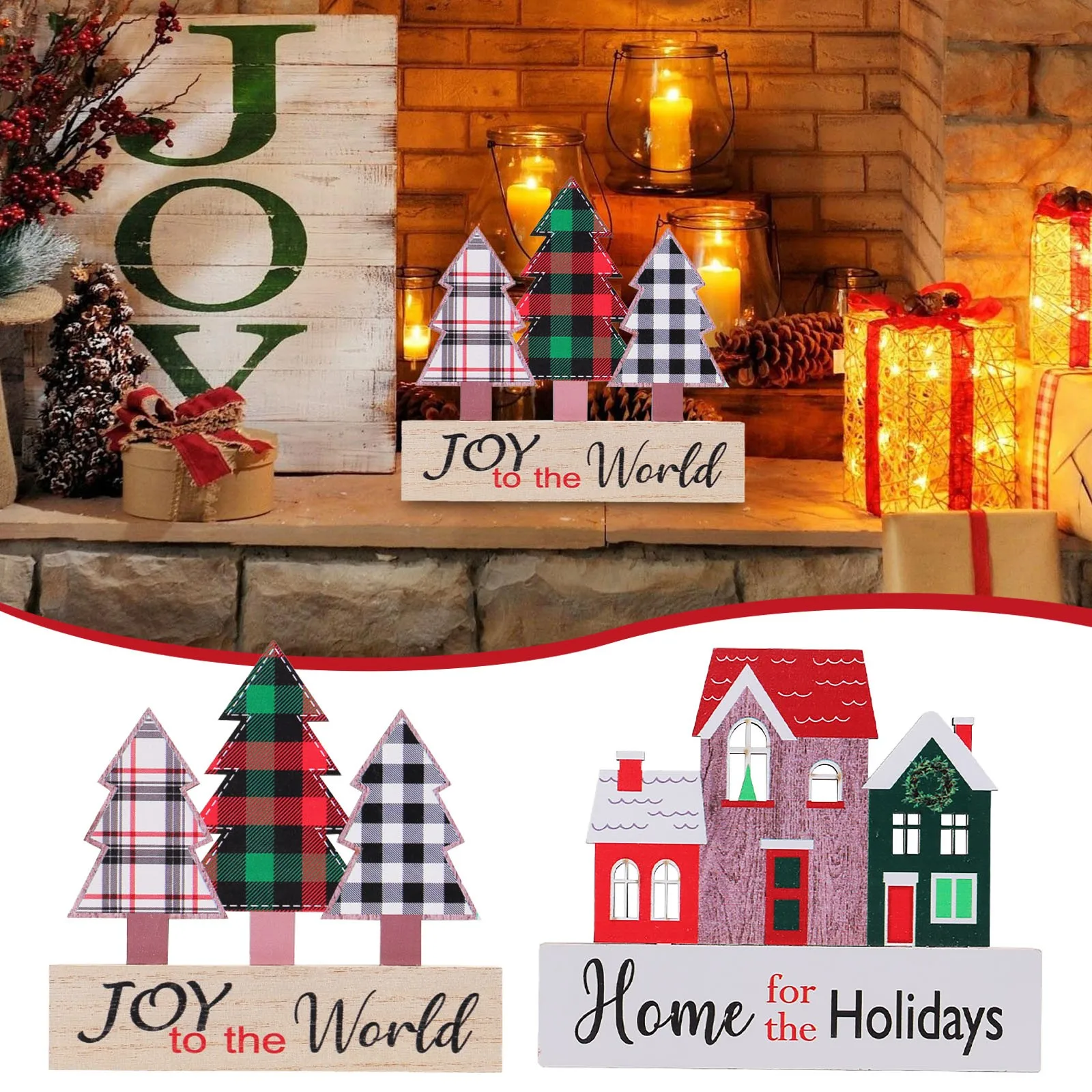 

Christmas Wooden Decoration Xmas Tree Rustic Farmhouse Tabletop Party Holiday Decor Living Room Dining Table Mantel Gifts