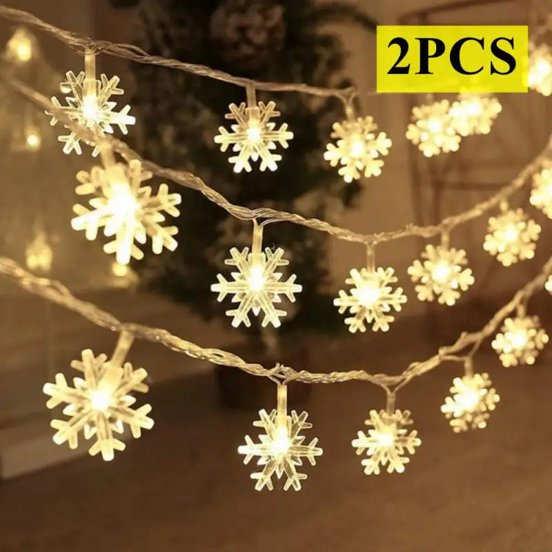 

2PCS 10/20Leds Snowflake String Light Warm White Christmas Lights Xmas Tree Decor Fairy LED Garland Christmas Ornament Navidad