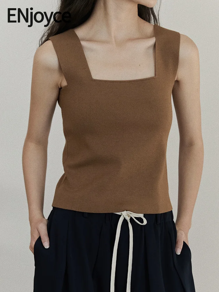 

Женский трикотажный топ на бретельках ENjoyce, облегающий топ на широких лямках, топ на лето