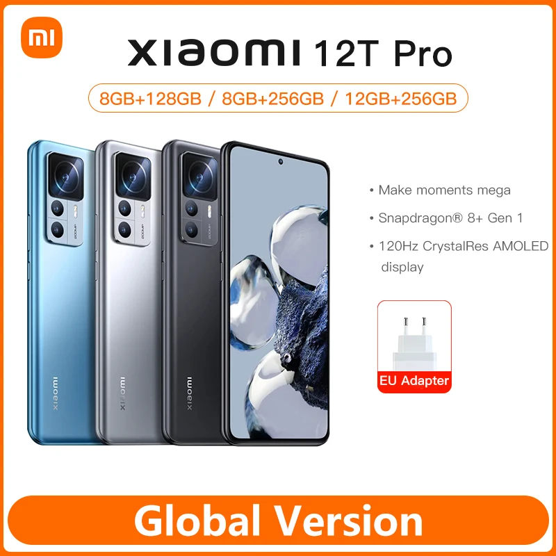 

Global Version Xiaomi 12T Pro 12GB 256GB Smartpones 200MP Imaging System Snapdragon 8+ Gen 1 120W HyperCharge 120Hz AMOLED
