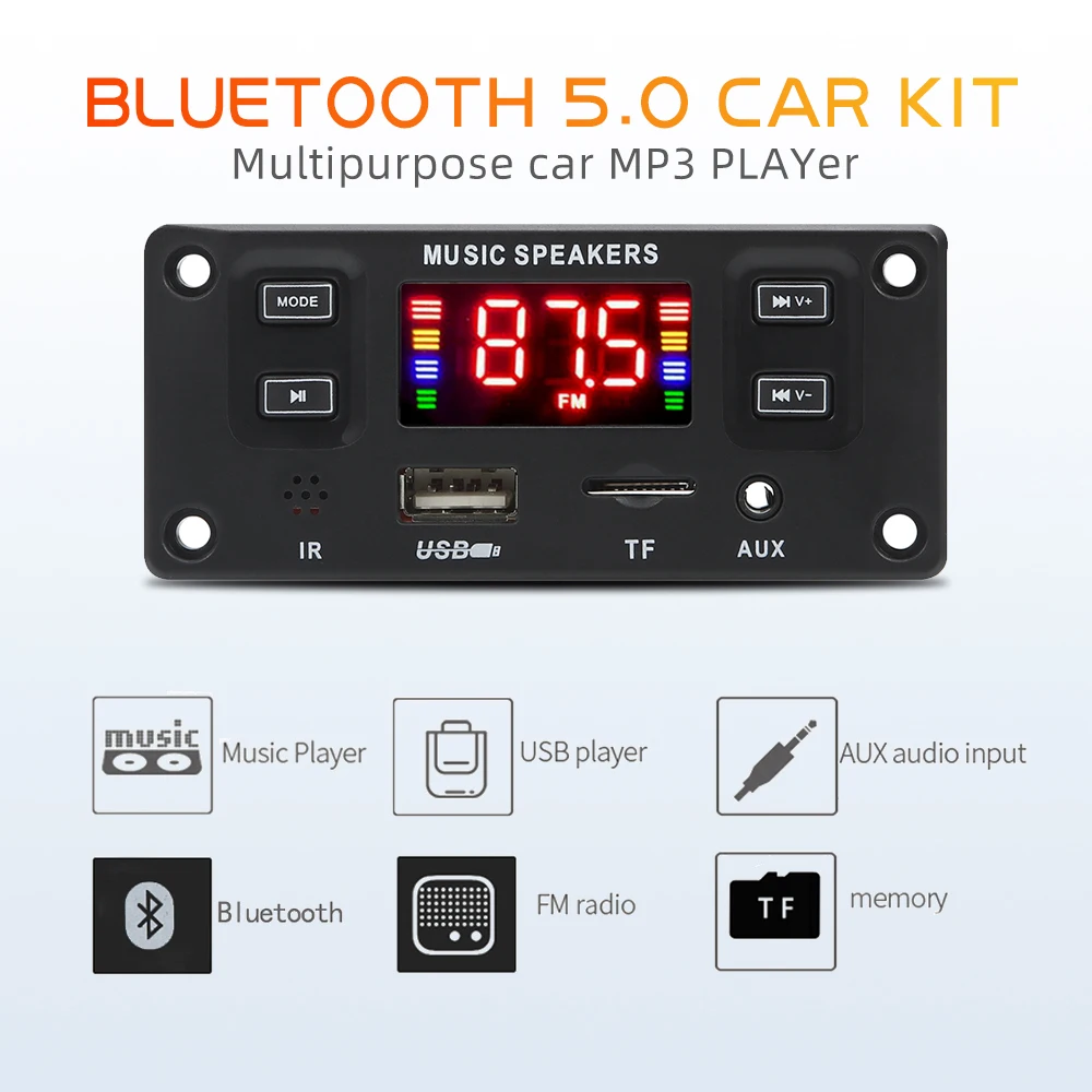 2*60 Вт 120 усилитель Bluetooth 5 0 MP3 декодер плата DC 12 В 24 в музыкальный плеер USB линия FM