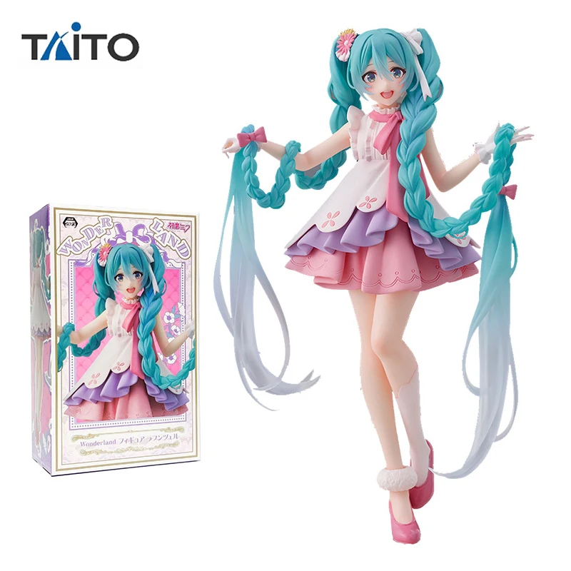 In Stock TAITO Vocaloid Anime Figure Hatsune Miku Rapunzel 18cm Long Hair Princess PVC Model Collection Kids Toys Gift