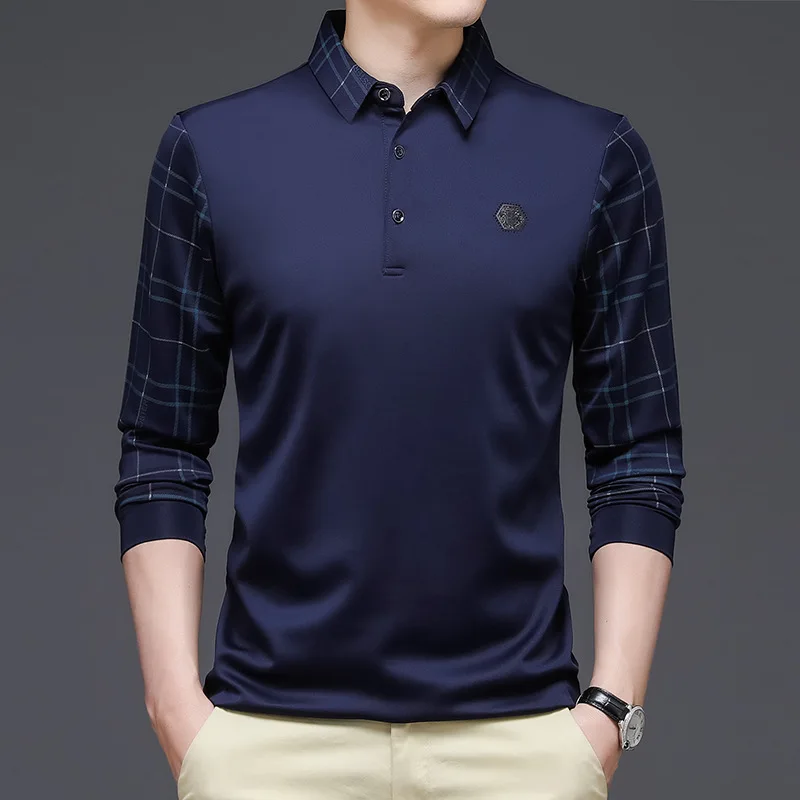 2022 New Men's T-Shirt Youth Business Long Sleeve POLO Shirt Men's Fashion Casual Polo Shirt
