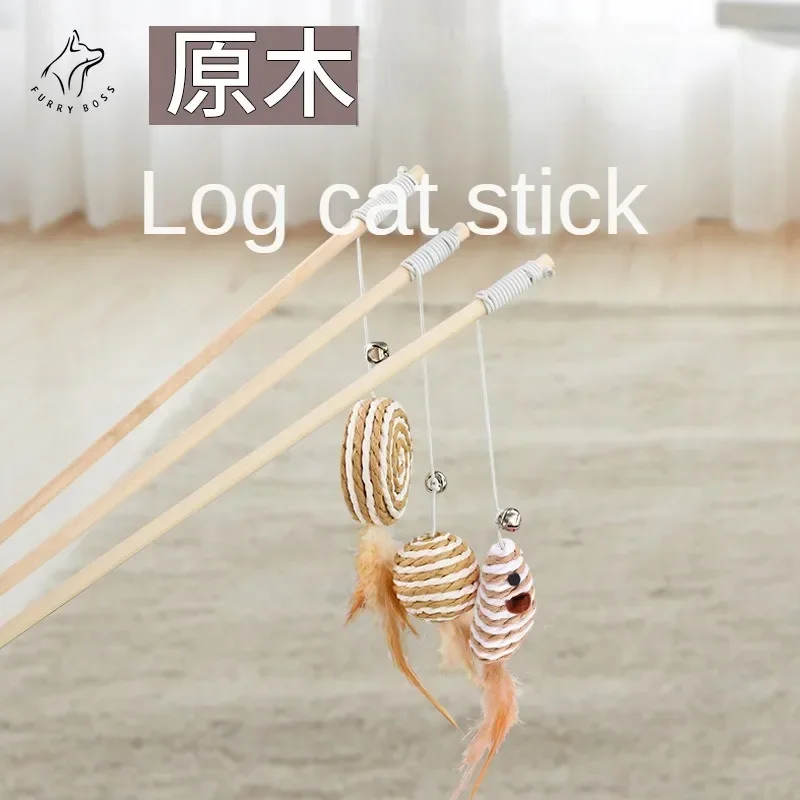 Забавная палочка с кошачьими перьями и колокольчиком играющая в висячие