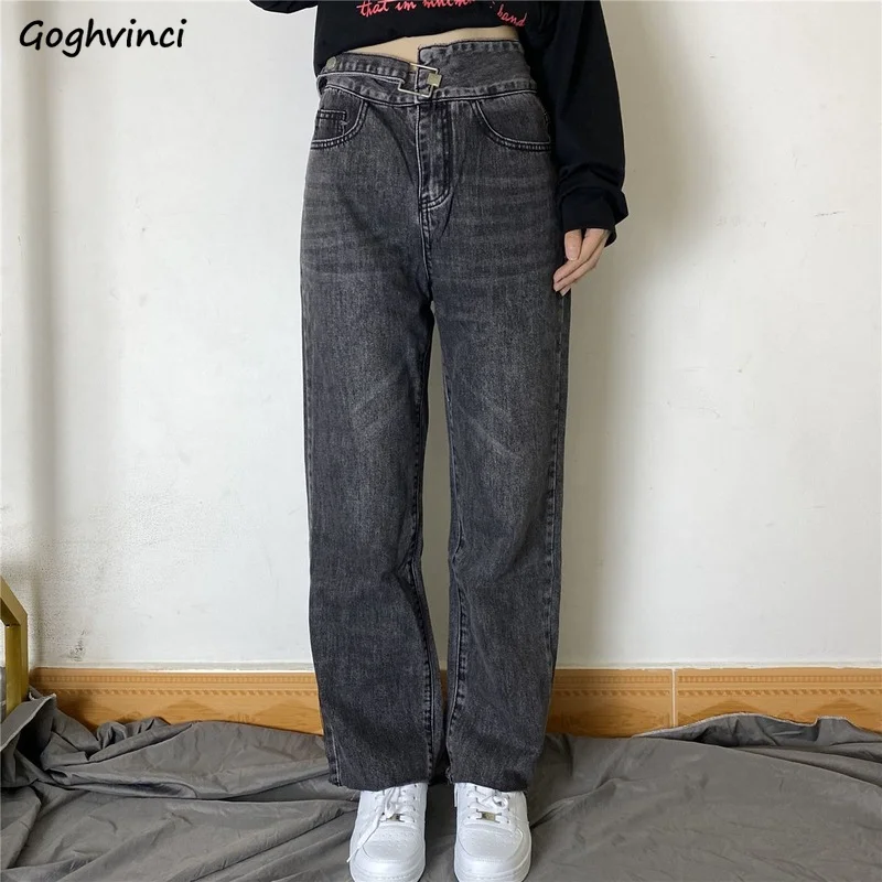 

Jeans Women Casual All-match Trendy Simple Straight Korean High Waist Streetwear Do Old Retro Lady Spring Roupas Femininas Hot