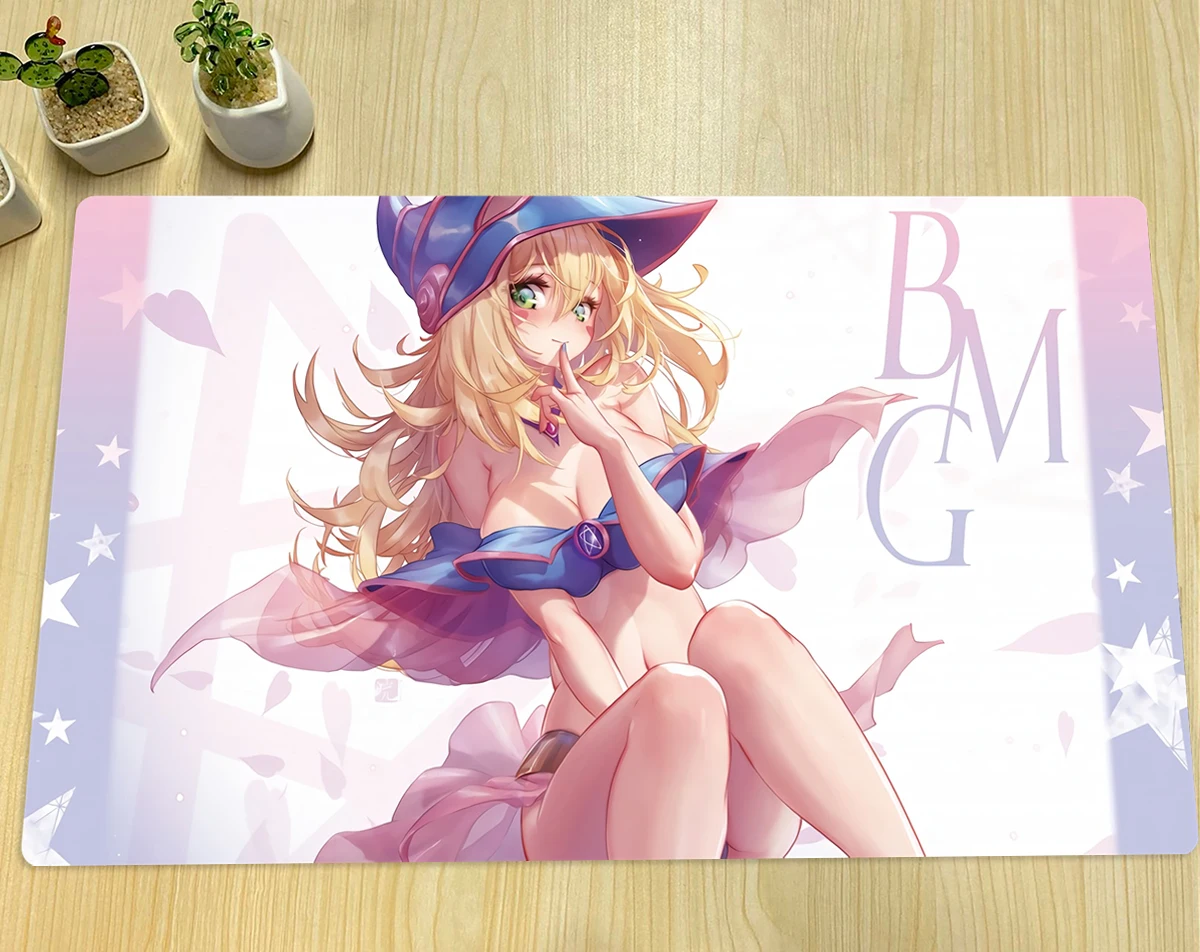 

YuGiOh Playmat Dark Magician Girl TCG CCG Board Game duel Trading Card Game Mat Anime Mouse Pad Rubber Desk Mat Zone Free Bag