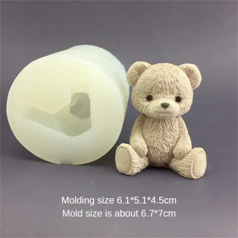 1PC Korean Version of Teddy Bear Honey Jar Silicone Mold Chocolate Baked Cake Aromatherapy Candle Gypsum Dropping Glue