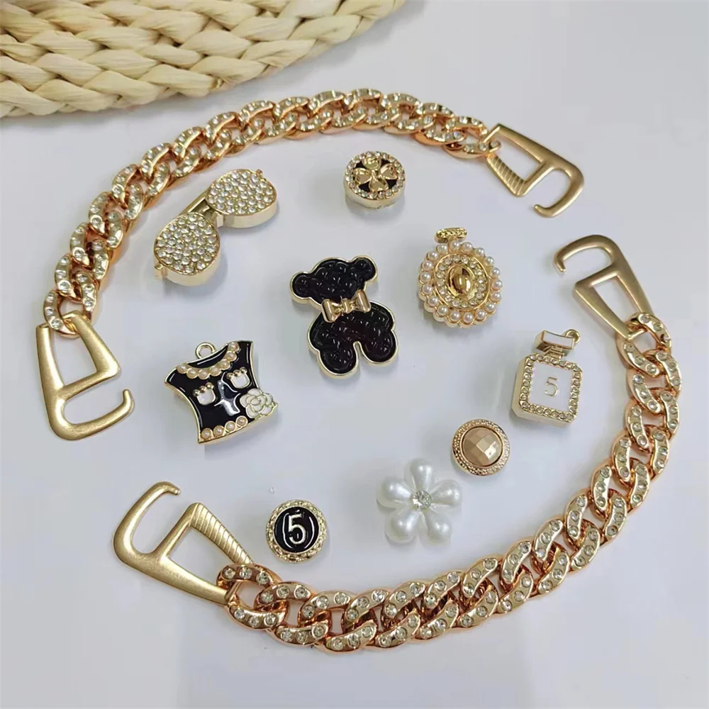 New Hot Sale Shiny Gem Pearl Fashion Croc Charms Diy Women Shoes Croc Accessories Detachable Jibz