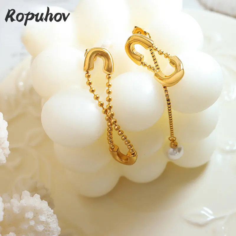 Женские серьги с искусственным жемчугом Ropuhov креативные элегантные в
