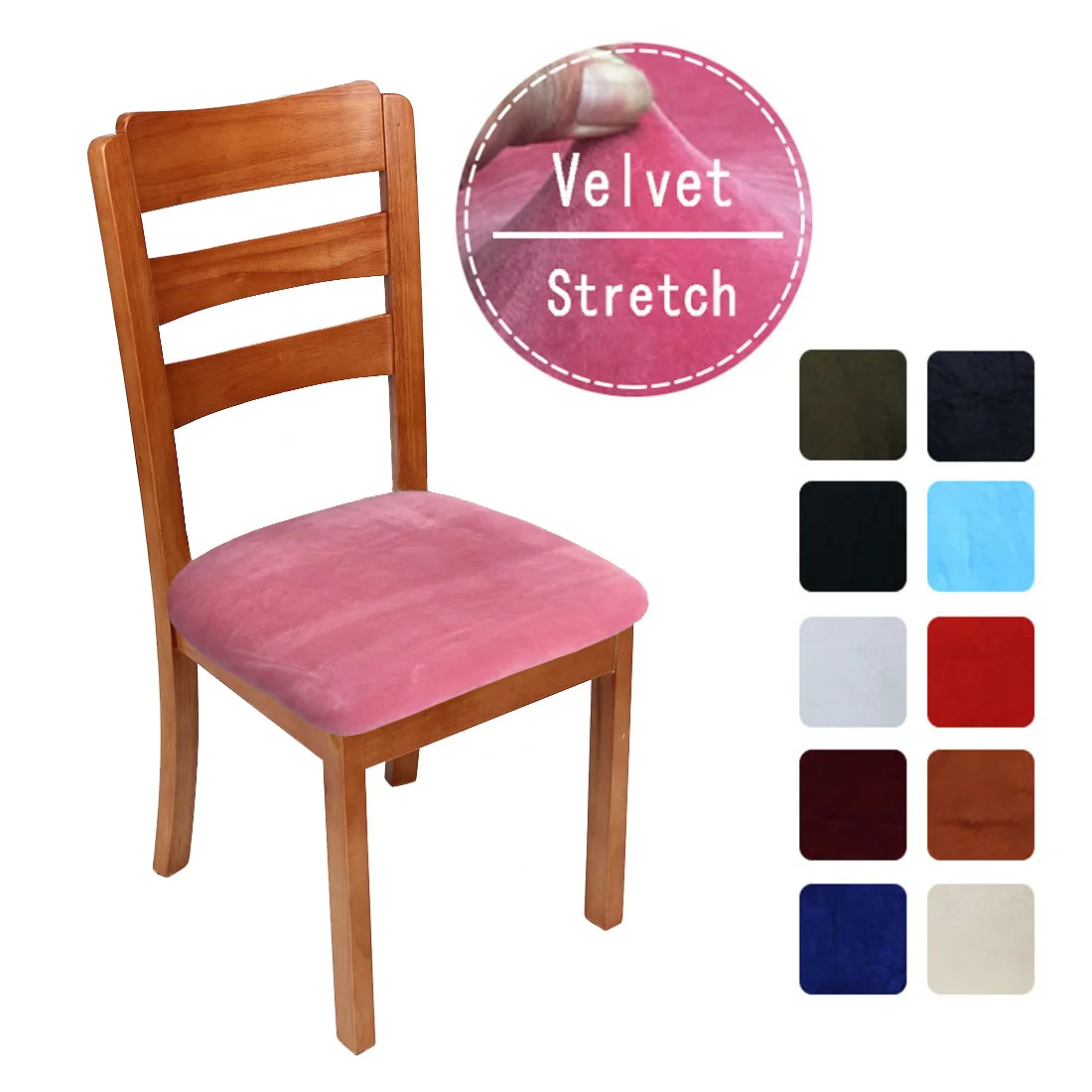 

Velvet Chair Cushion Cover Stretch Hotel Restaurant Strap Chair Seat Cover For Living Room Thicken Non-slip Office Protective