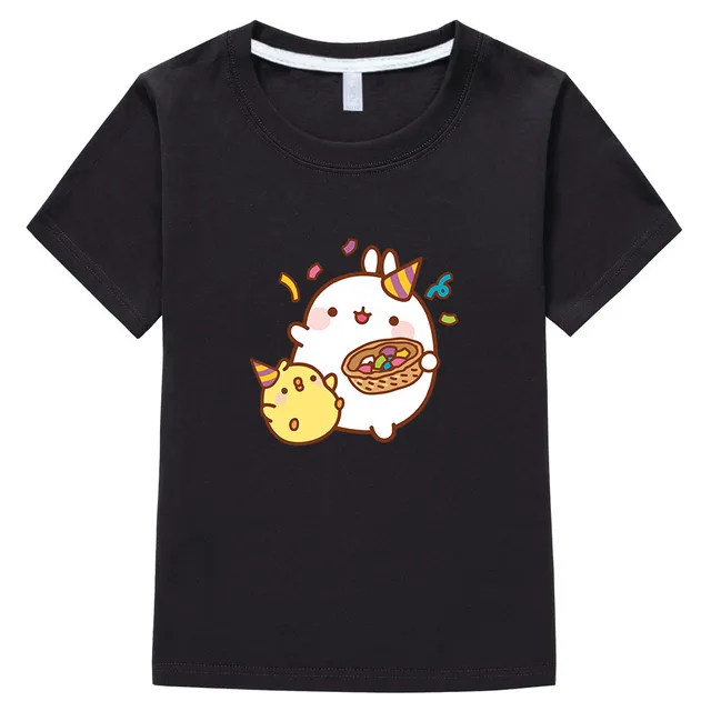 Cute Molang T Shirt Kids Cartoon Rabbit Animals T-Shirts Children's Clothing Girls Tshirt Baby Boy Clothes 100%Cotton Kawaii Top 4