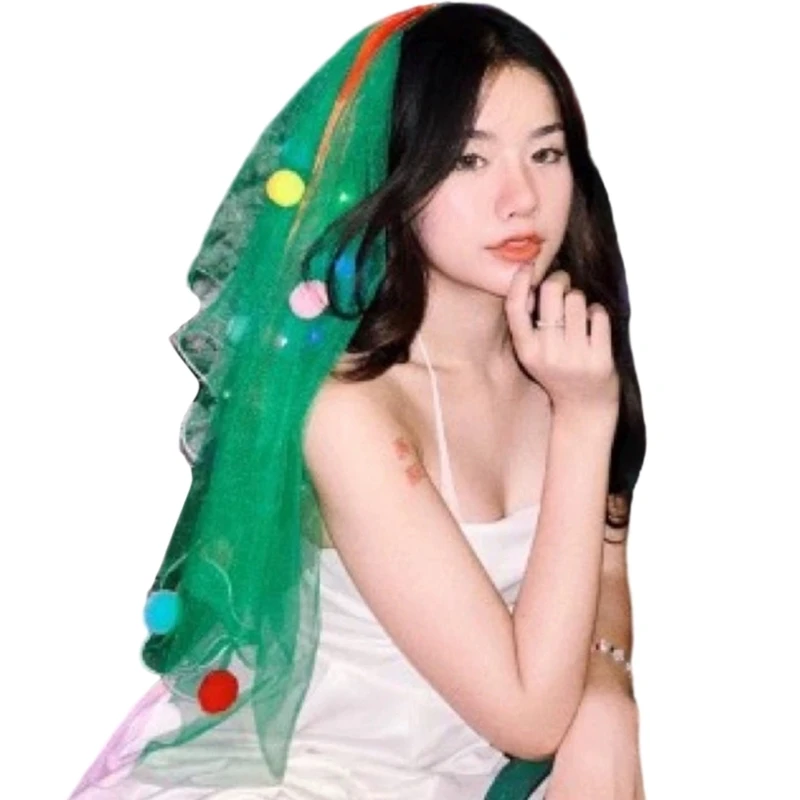 Популярная сетчатая вуаль с красочными помпонами для женщин и девочек всех