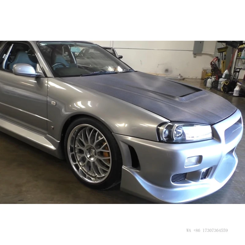 Фото Подходит для Nissan Skyline R34 GTR: карбоновые детали для тюнинга, перфорированный капот в стиле K. №4