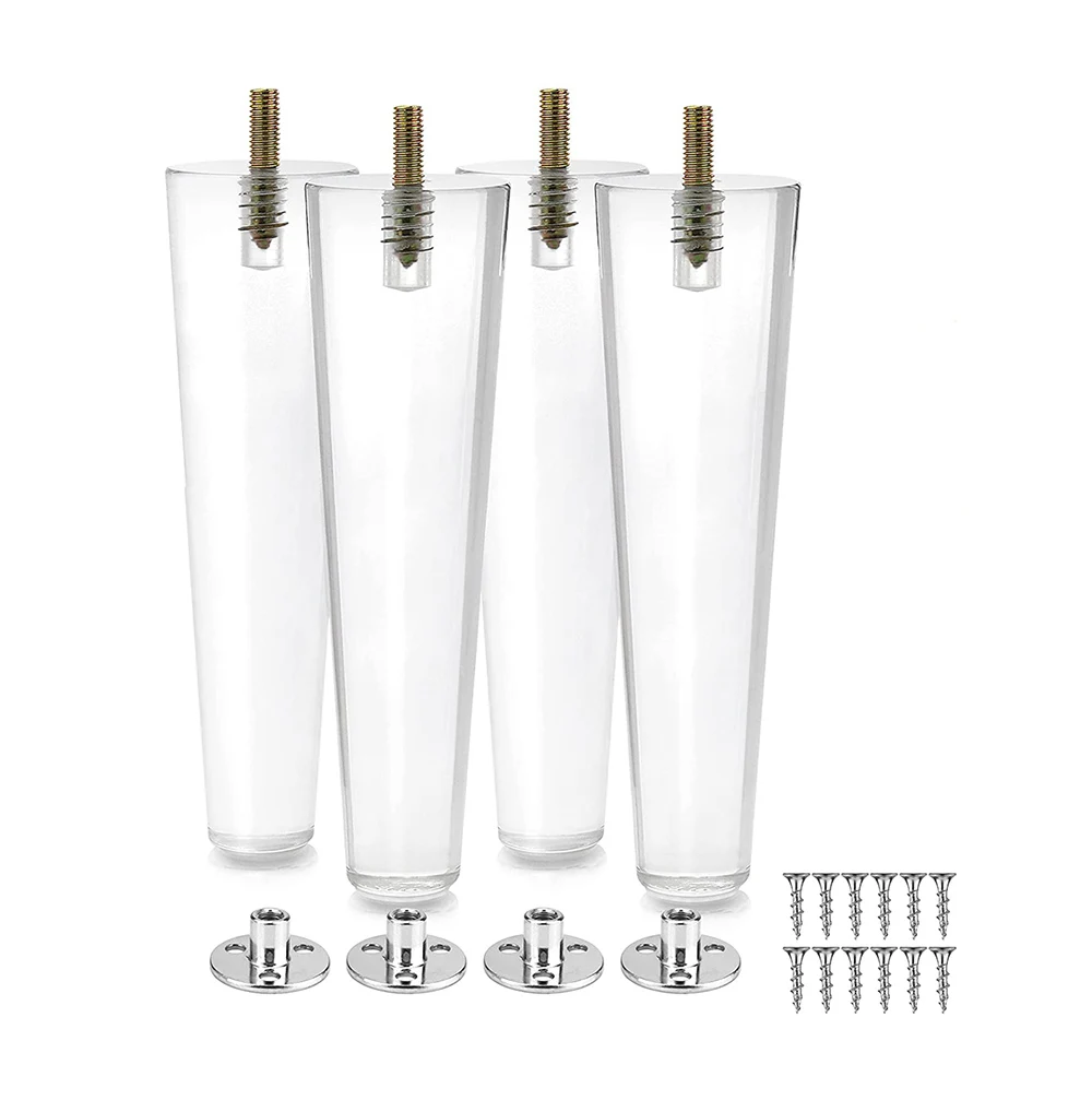 4Pcs Acrylic Furniture Legs 35CM Mid Century Legs For Couch, Sofa, Chair, Table,Dresser, Bed, Cabinet,Load 1300 lbs