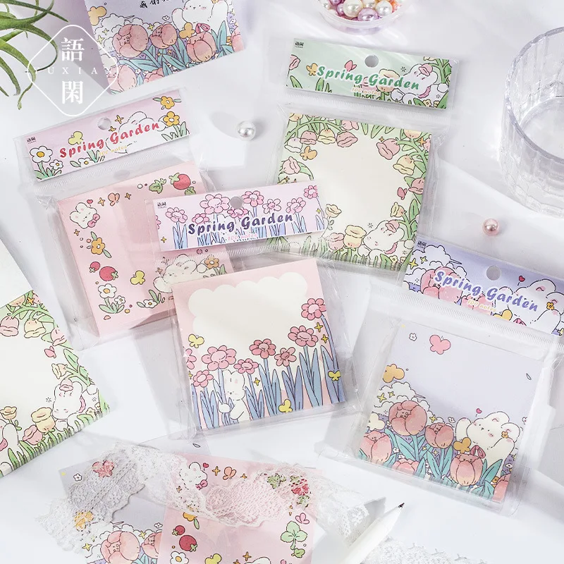 

100pcs/lot Memo Pads Material Paper Spring Garden Junk Journal Scrapbooking Cards Retro Background Decoration Paper