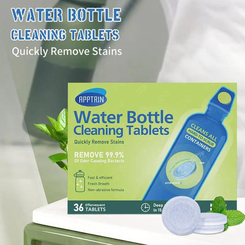 

Water Bottle Cleaning Tablets Natural And Effective Bottle Cleaner Set Odor-Free Cleaning Tablets For Water Bottles Coffee Mugs