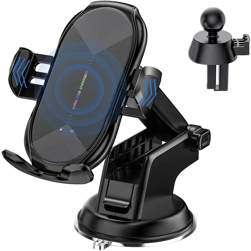 

Wireless Car Charger,10W Qi Fast Charging Auto-Clamping Car Phone Holder, Long Arm Suction Cup Holder for iPhone