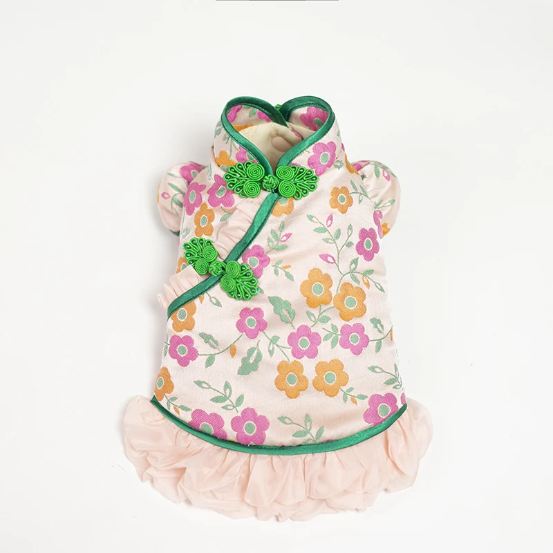 

Платье для кошки, одежда для чихуахуа, зимняя одежда для домашних животных, юбка, китайский новогодний костюм для собаки, костюм Тан, чонсам, ...