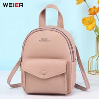 brand designer fashion women backpack small soft pu leather mini multi function backpack female ladies shoulder bag girl purse