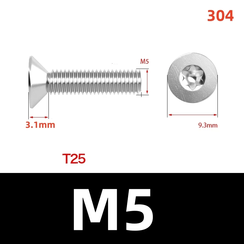 

M3 M4 M5 M6 304 A2-70 Шестилопастной винт Torx с плоской потайной головкой из нержавеющей стали GB2673