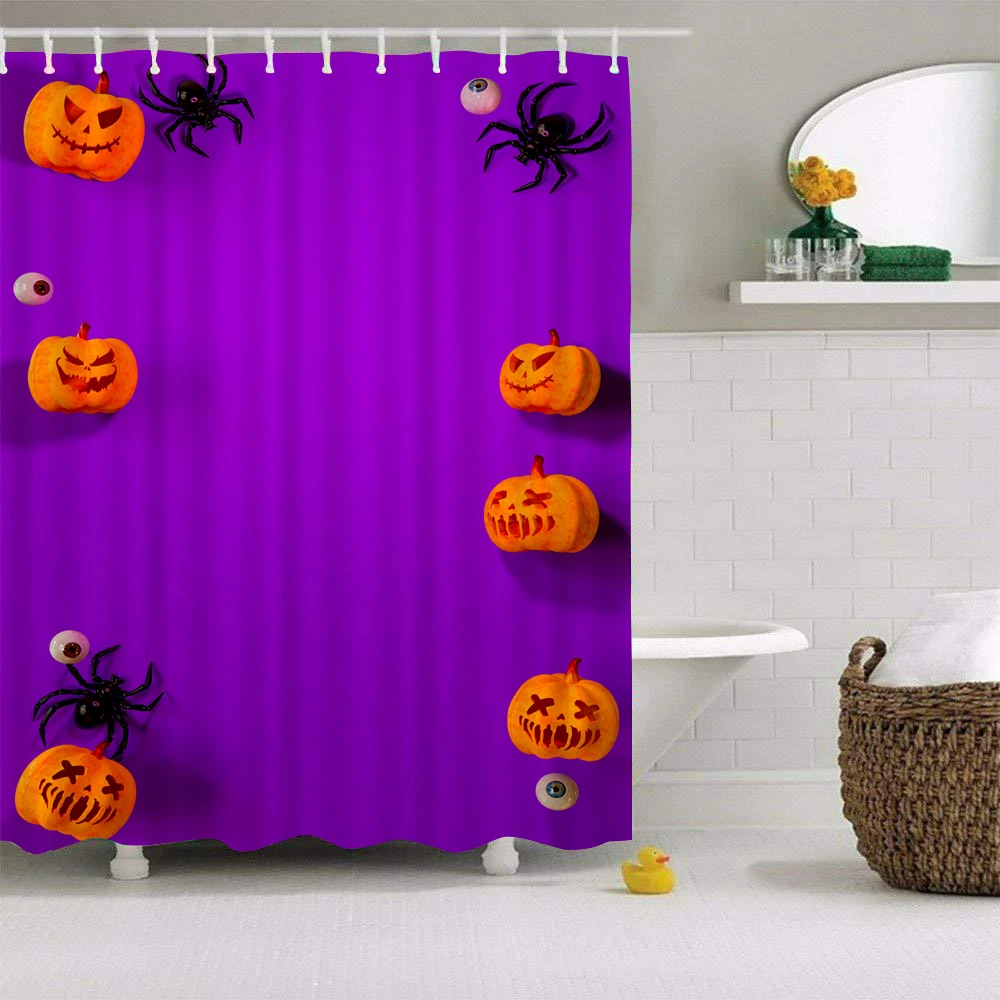 

Занавеска для душа на Хэллоуин с 3d принтом тыквы, персонализированная занавеска для ванной комнаты, домашний декор, экран для ванной