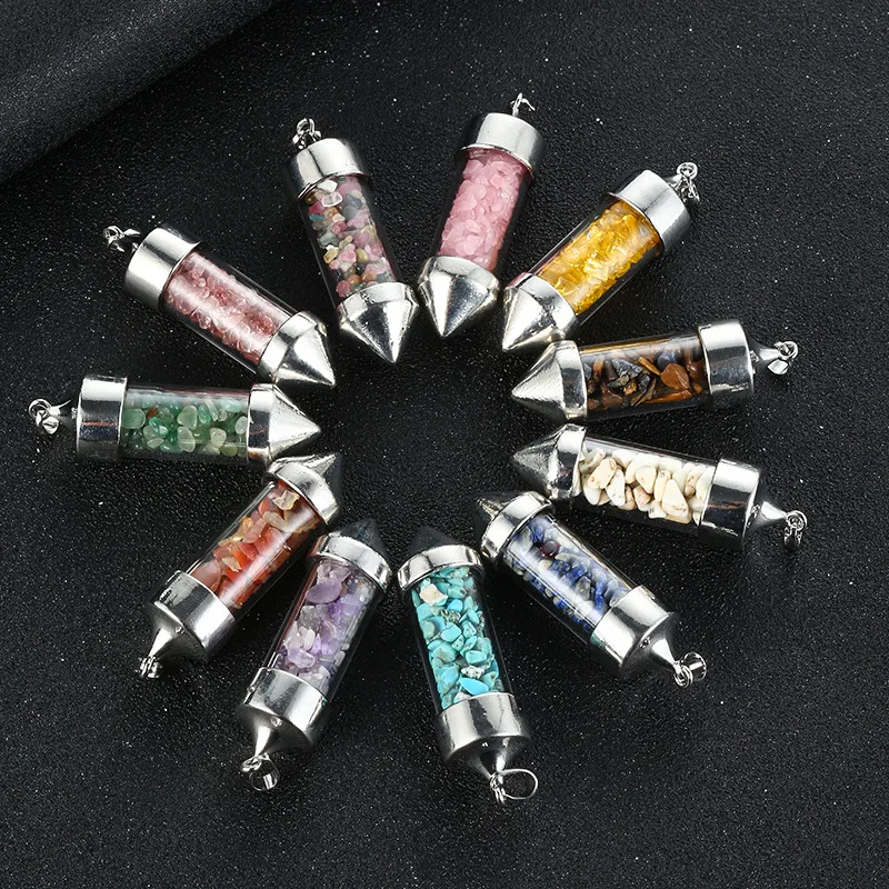 

Healing Reiki Chakras Stone Quartz Dowsing Pendulum Wishing Drifting Bottle Cone Pendants Wholesale Charms for Jewelry Making