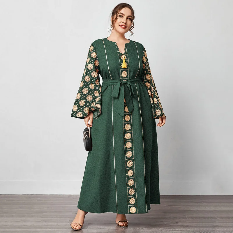 

Abaya Dubai Turkey Muslim Hijab Dress Kaftan Islam Clothing Abayas Dresses For Women Robe Musulman Femme Vestidos Belted Dress