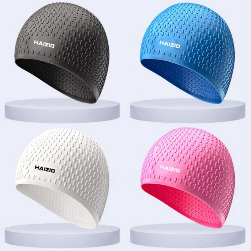 

1PC Silicone Rubber Swimming Cap For Men Women 3D Ergonomic Design Ear Pockets for Adult Waterproof Swim Caps Bathing Caps