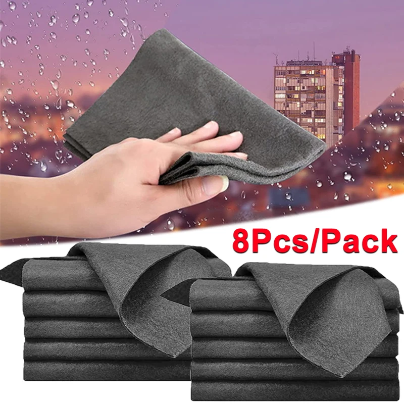 

8pcs Magic Glass Wiping Cloth Streak Free Thick Magic Cleaning Cloth Reusable Microfibre Wipes for Windows Glass Towel Kitchen
