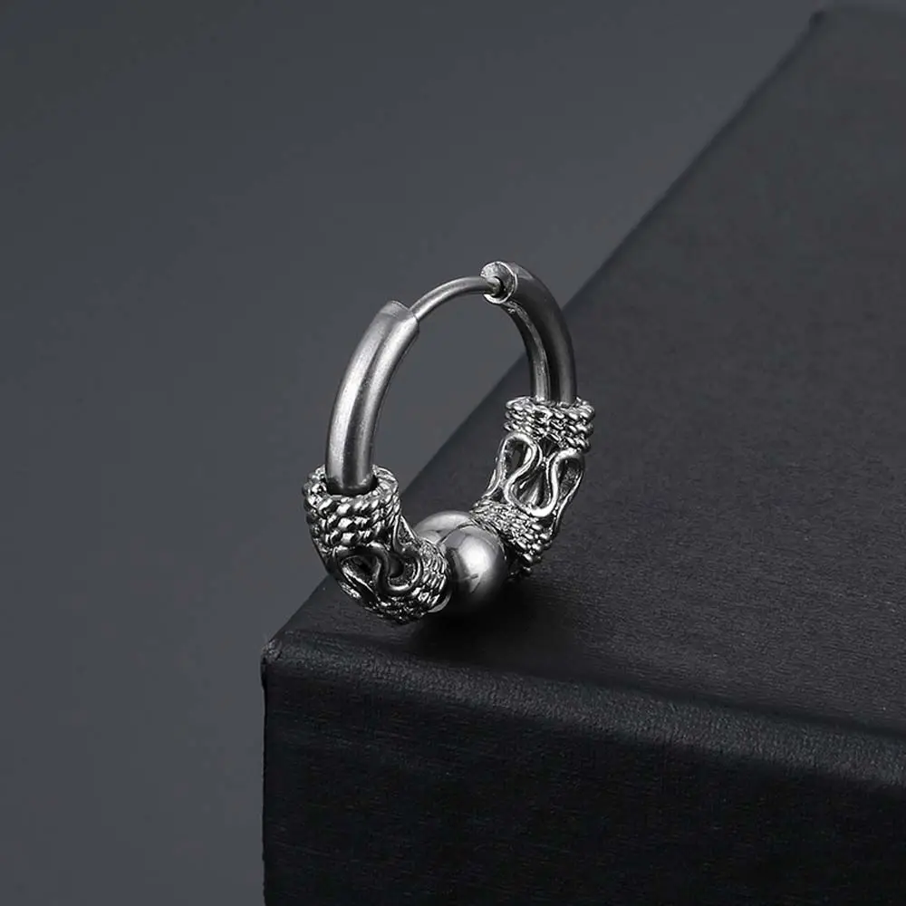 Элегантные круглые серьги-гвоздики в стиле панк-дракон из нержавеющей стали с