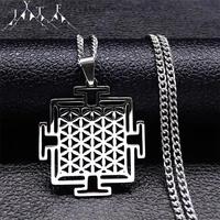2022 flower of life sri yantra symbol necklace chain women stainless steel silver color sacred pendant necklaces jewelry n4607s0