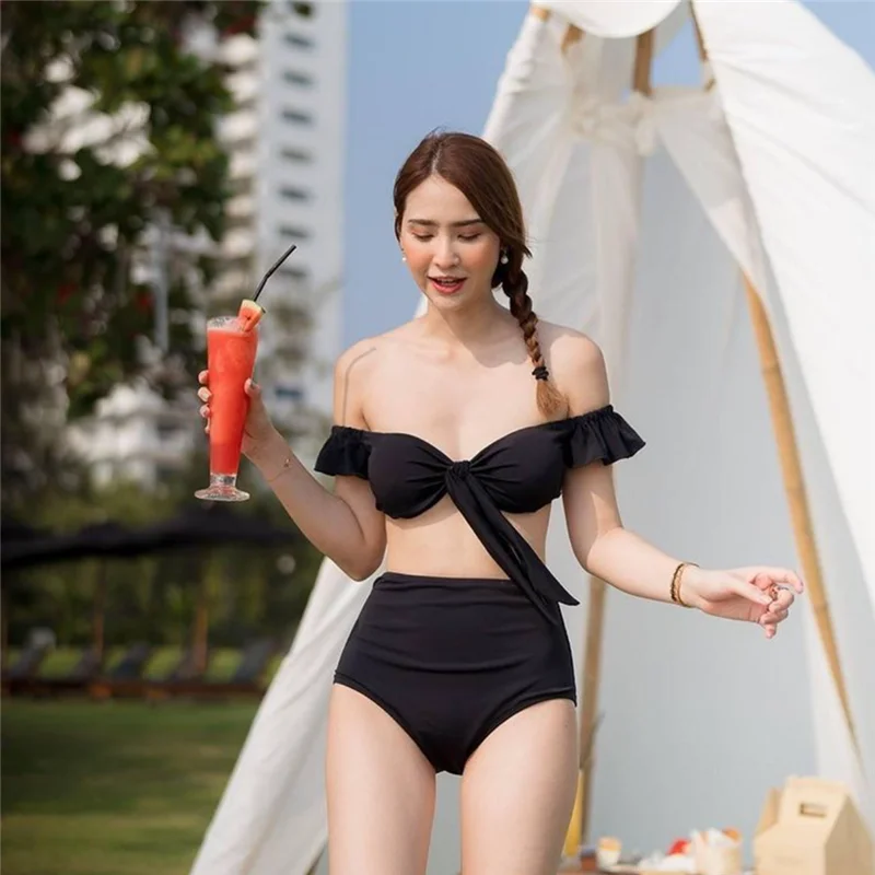 

Wisuwore Low Waist Bikinis Triangle Swimwear Female Swimsuit Women Solid Color Bikini Set 2023 Two-Piece Suit Beach Holiday Suit