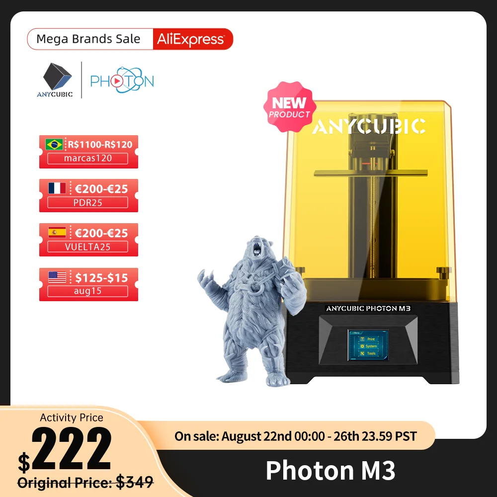 Photon M3 LCD 3D принтер ANYCUBIC 7 6 &quotбольшой экран 3 л большой объем сборки смолы 4K Высокое