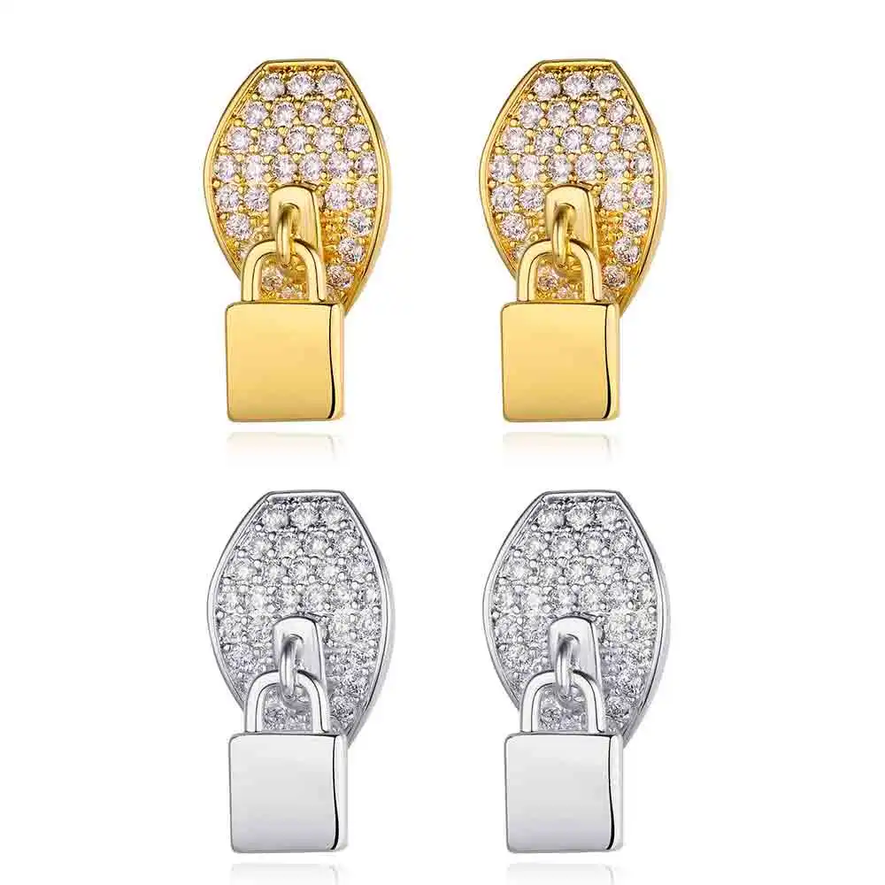 

Dorado New Geometric AAA Cubic Zirconia Stone Lock Drop Earrings for Women Girls Party Fashion Jewelry Dangle Brincos 2023 Punk