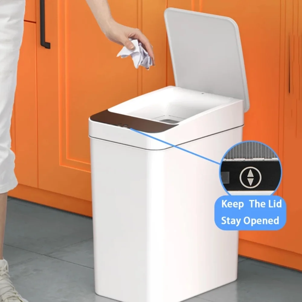 

Smart Waterproof Trash Can Touchless Smart Sensor Trash Bin Automatic Sensor Garbage Bin Home for Bathroom Narrow Dustbin