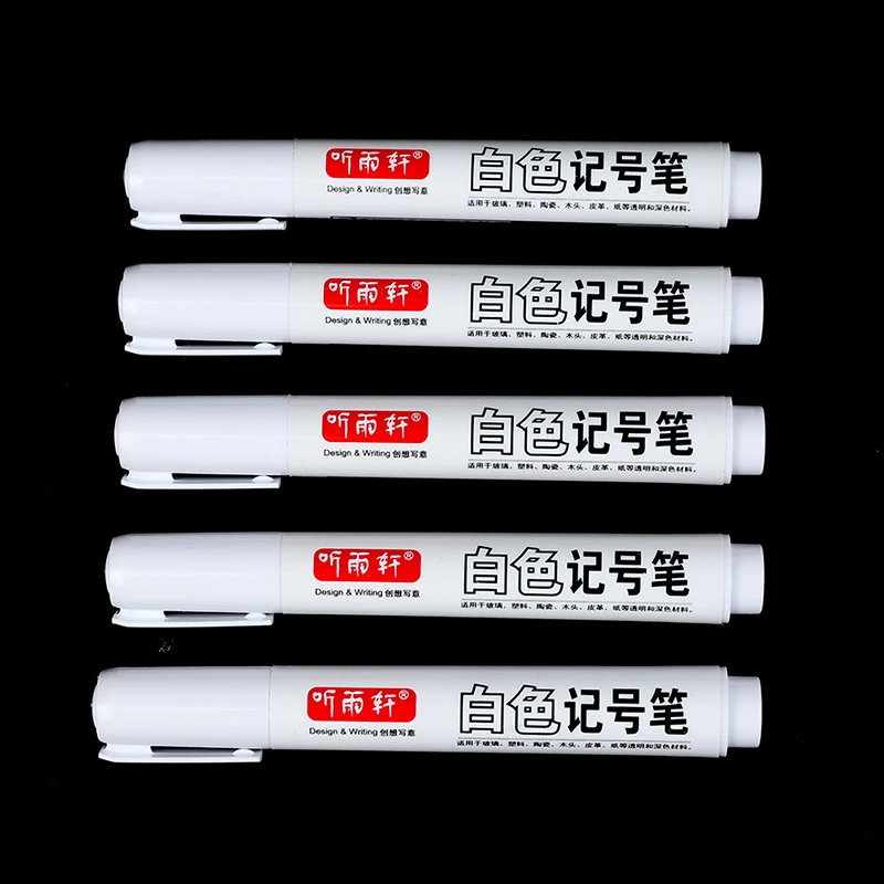 

3/5 pcs 6mm Metal Permanent Marker Pens White Paint Pen For Leather Fabric Metal Markers Craftwork Oily Art Fountains