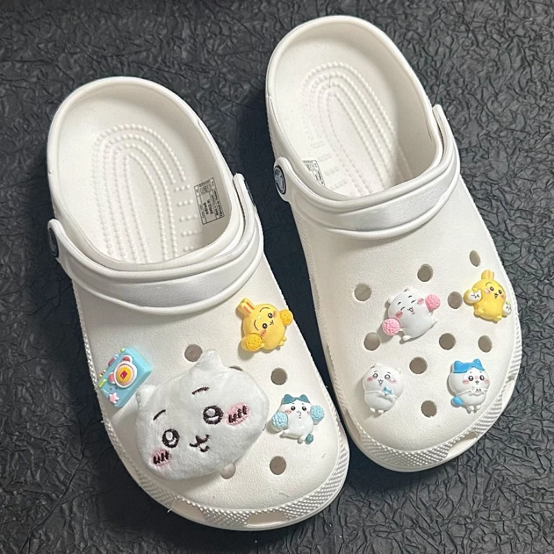 Kawaii Chiikawas Usagi обувь цветок мультфильм Hachiwares Сабо Пряжка Лето Новые милые тапочки