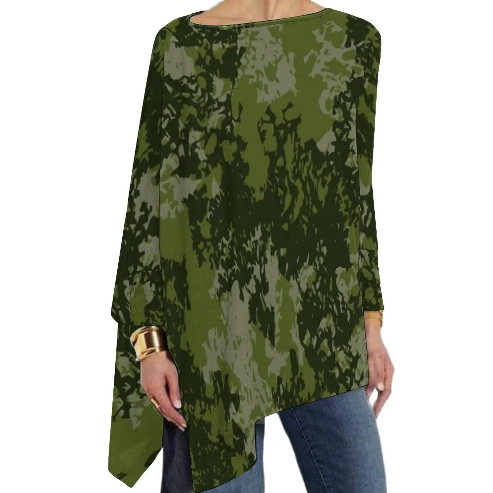 

Abstract Camo Print T-Shirt Army Camouflage Cute Long Sleeve T-Shirts Fashion Oversize Tees Woman Custom Tops Birthday Present
