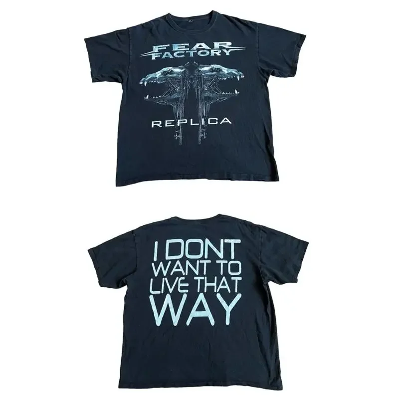Фото Реплика футболки VTG Fear Factory, двусторонняя, размер XL, 23,5 x 26, черная, без бирки. №1